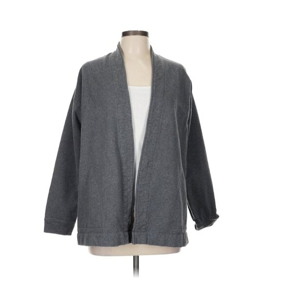 Coyuchi Women's Gray Cotton Open Front Blazer Jacket Size M Lagenlook Minimalist - Picture 1 of 5